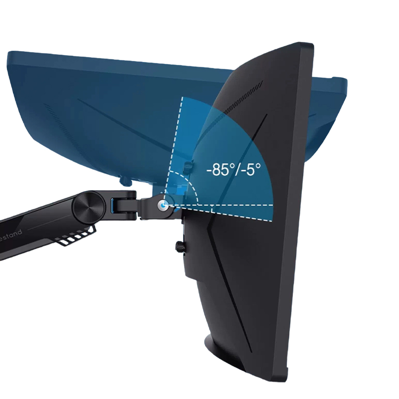 How does the cable management design of a wall-mounted computer monitor stand optimize desktop tidiness?